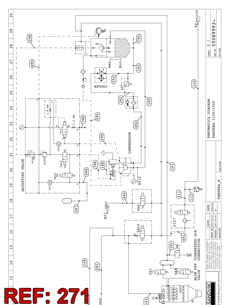59201820 592 018 20 HYDRAULIC HOSE ASSEMBLY - Sandvik Technical Drawing