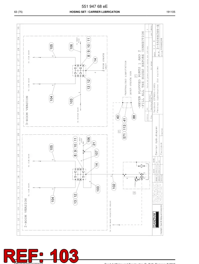 59201845 592 018 45 Hose Assembly - Sandvik Technical Drawing