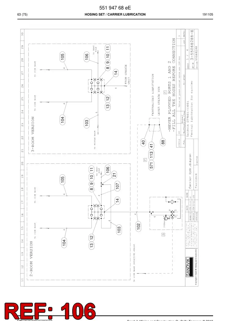 59201849 592 018 49 Hose Assembly - Sandvik Technical Drawing