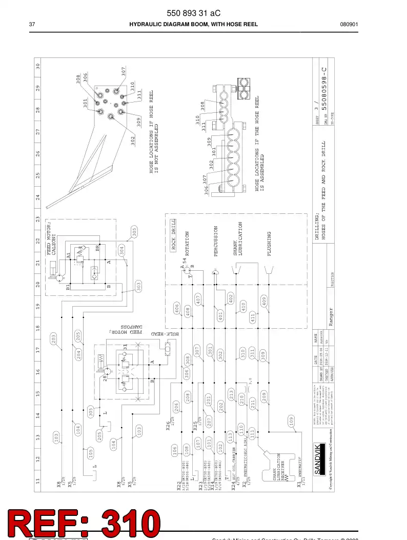 59201853 592 018 53 Hose Assembly, Hydraulic - Sandvik Technical Drawing