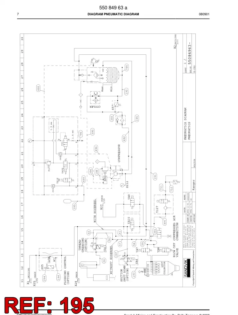 59201857 592 018 57 Hose Assembly, Hydraulic - Sandvik Technical Drawing