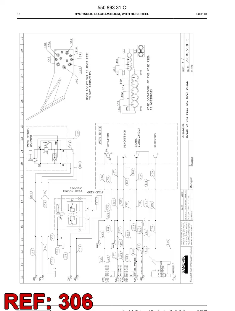 59201867 592 018 67 HYDR.HOSE ASSEMBLY - Sandvik Technical Drawing