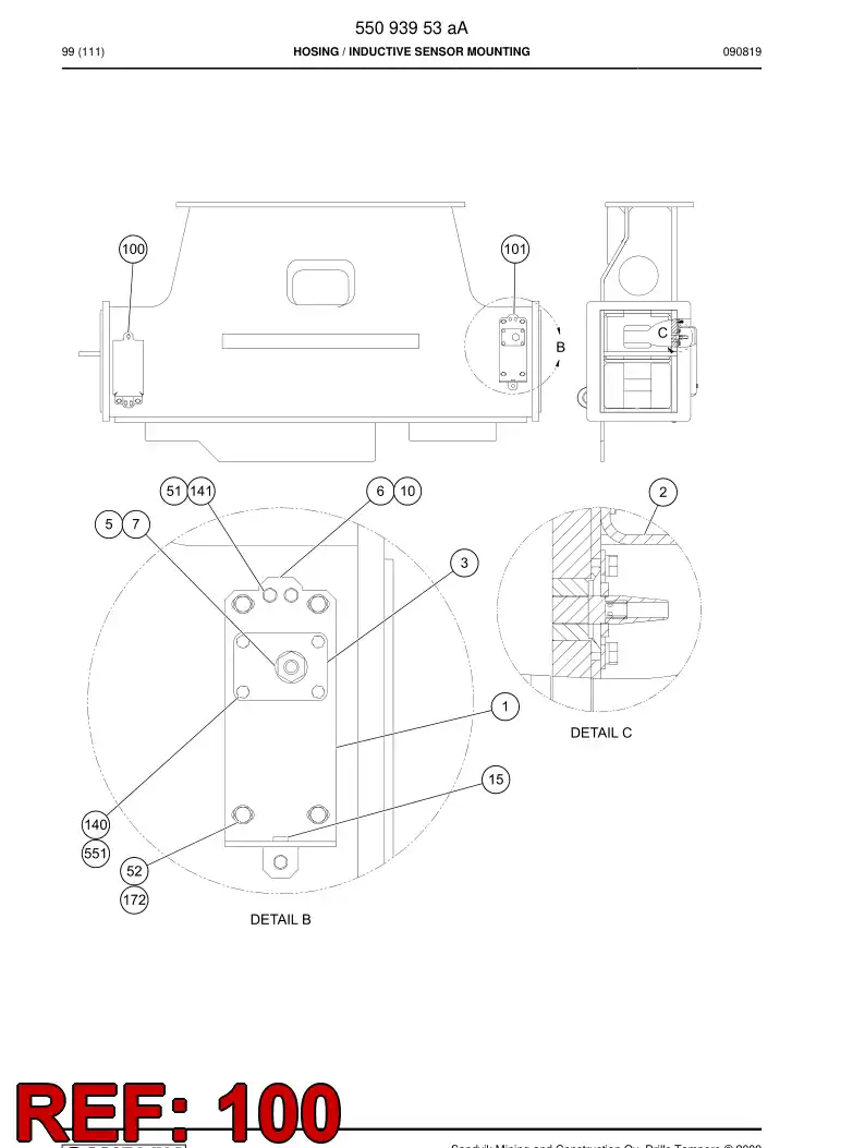 59201901 592 019 01 Protective hose - Sandvik Technical Drawing