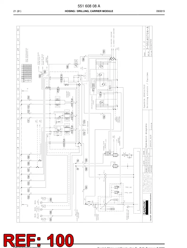 59201907 592 019 07 Hydraulic hose assembly - Sandvik Technical Drawing