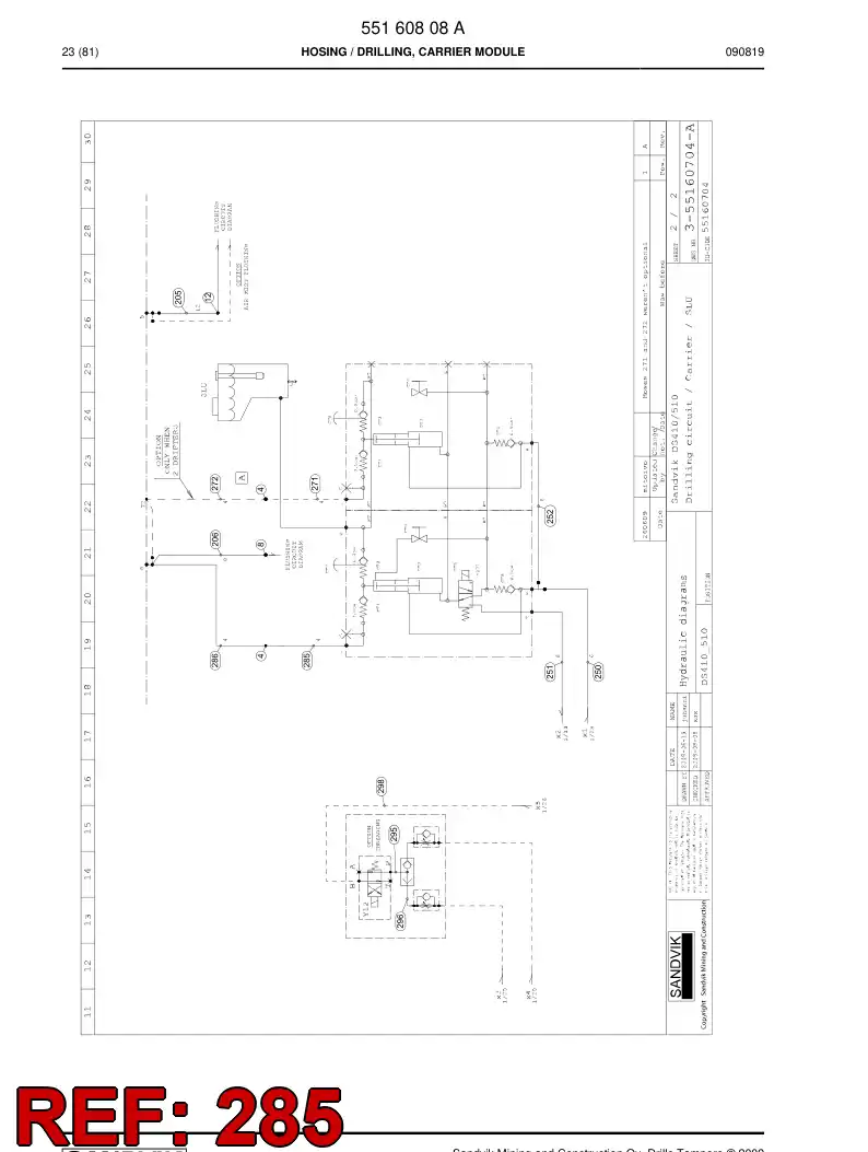 59201913 592 019 13 Hydraulic hose assembly - Sandvik Technical Drawing