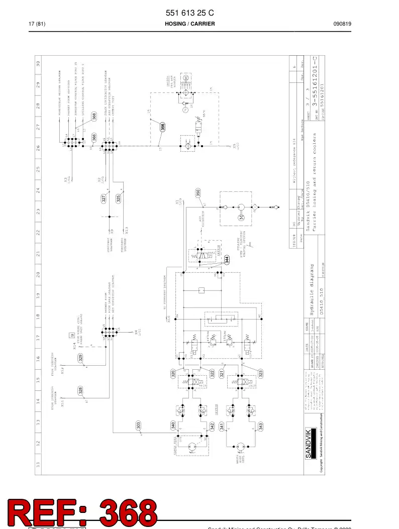 59201921 592 019 21 Hydraulic hose assembly - Sandvik Technical Drawing