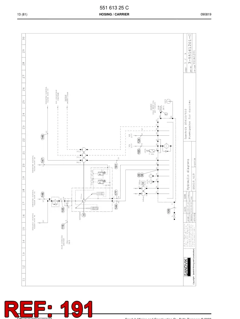 59201931 592 019 31 Hydraulic hose assembly - Sandvik Technical Drawing