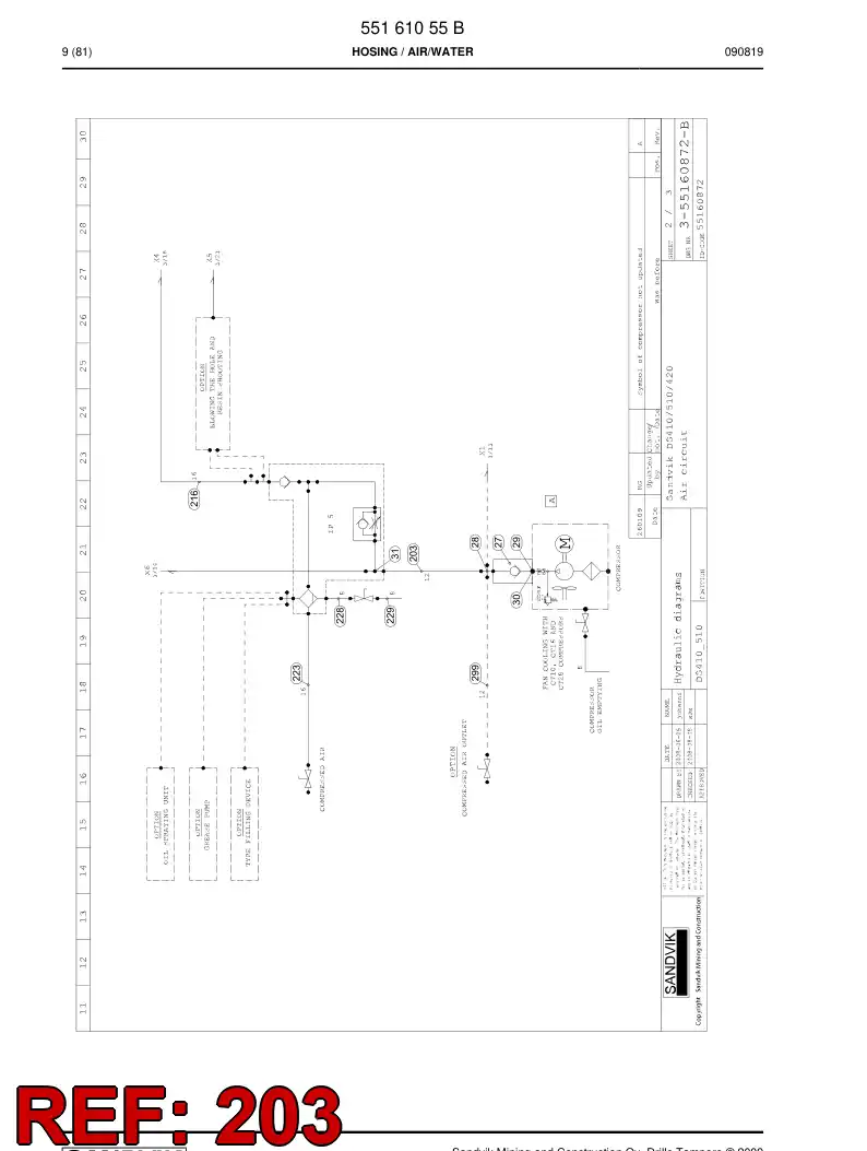 59201953 592 019 53 Hydraulic hose assembly - Sandvik Technical Drawing