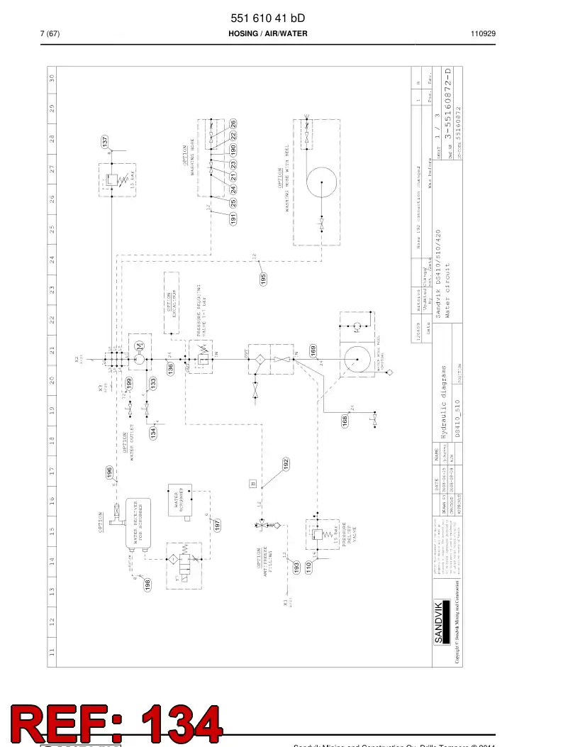 59201961 592 019 61 Hydraulic hose assembly - Sandvik Technical Drawing