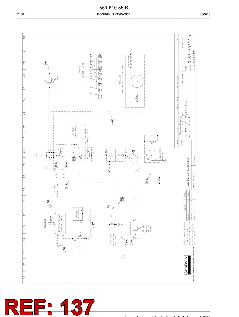59201965 592 019 65 HOSE ASSY - Sandvik Technical Drawing
