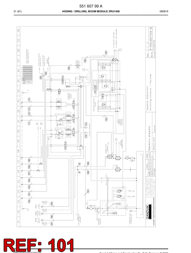 59201973b 592 019 73b Hydraulic hose assembly - Sandvik Technical Drawing