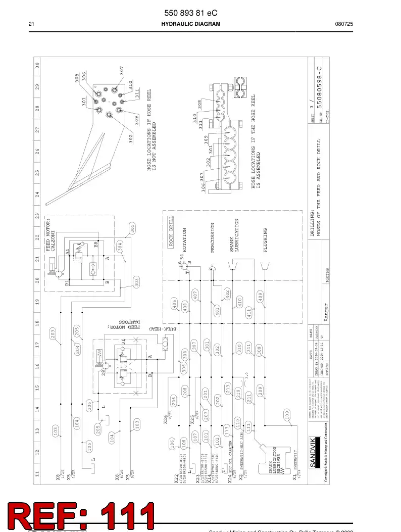 59201977 592 019 77 Hose Assembly, Hydraulic - Sandvik Technical Drawing