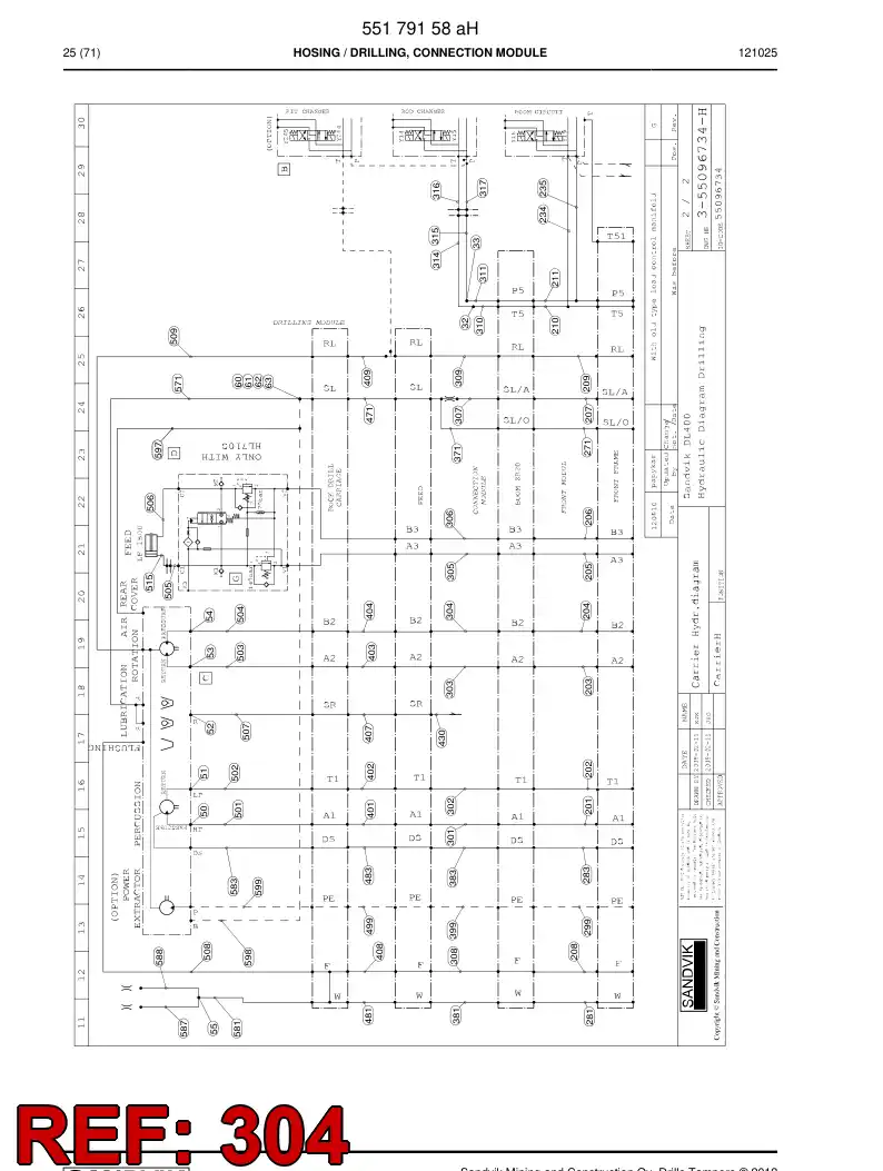 59201979b 592 019 79b Hydraulic hose assembly - Sandvik Technical Drawing