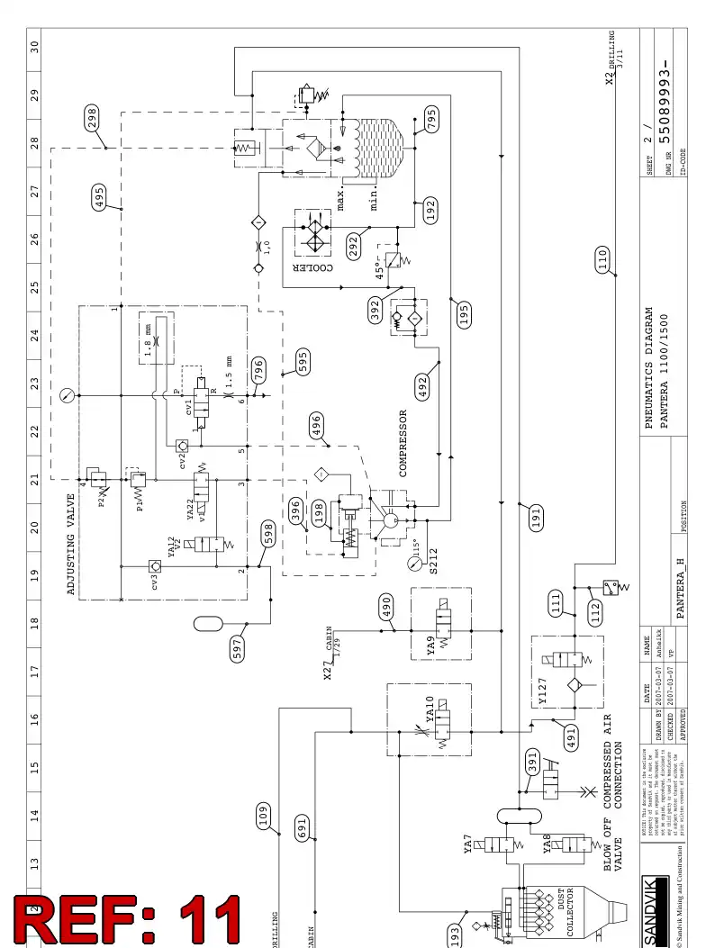 59201998 592 019 98 HYDRAULIC HOSE ASSEMBLY - Sandvik Technical Drawing