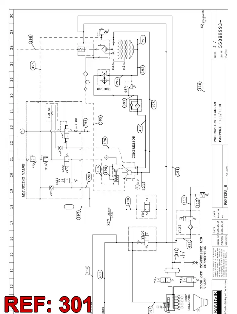 59202026 592 020 26 HYDRAULIC HOSE ASSEMBLY - Sandvik Technical Drawing