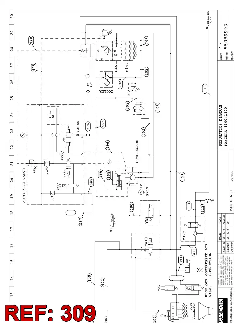 59202028 592 020 28 HYDRAULIC HOSE ASSEMBLY - Sandvik Technical Drawing