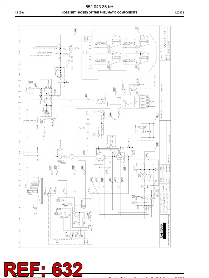 59202031a 592 020 31a HOSE ASSY - Sandvik Technical Drawing