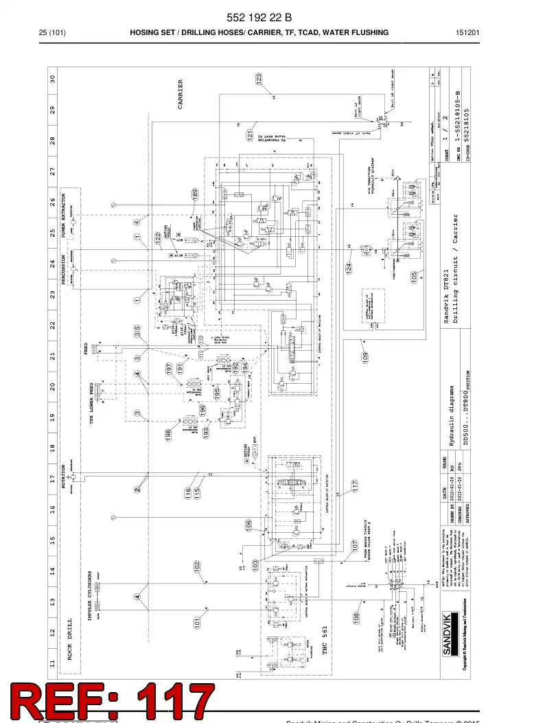 59202039 592 020 39 Hose Assembly, Hydraulic - Sandvik Technical Drawing