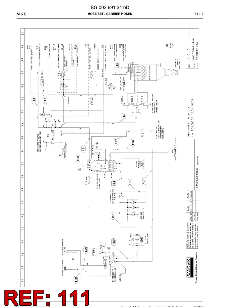 59202049 592 020 49 Hose Assembly, Hydraulic - Sandvik Technical Drawing