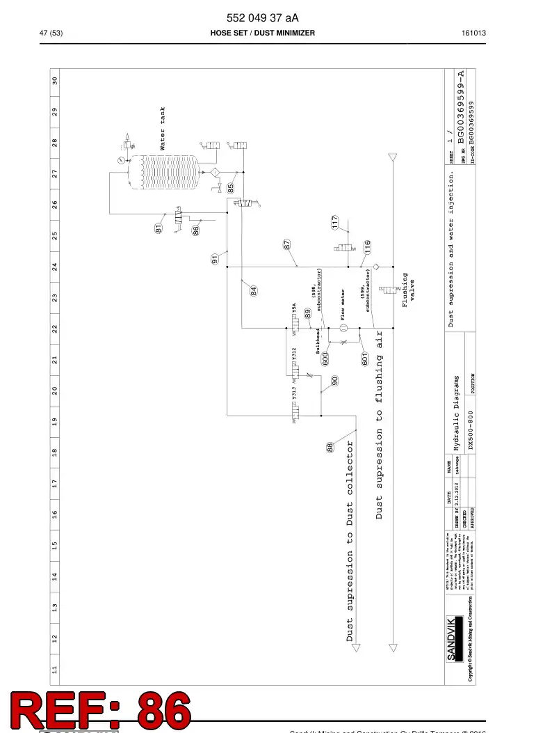 59202057 592 020 57 HOSE ASSY - Sandvik Technical Drawing