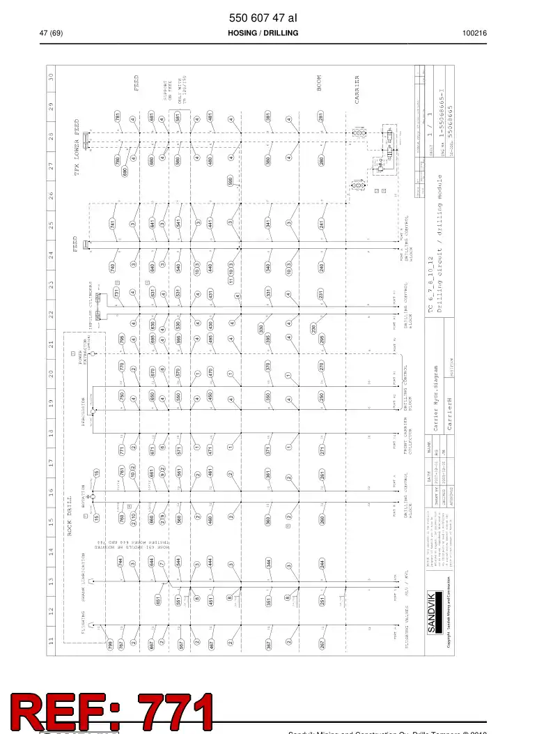 59202099 592 020 99 Hose Assembly, Hydraulic - Sandvik Technical Drawing