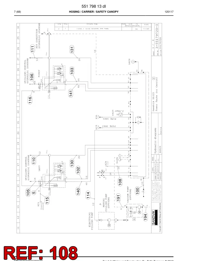 59202131 592 021 31 Hose Assembly, Hydraulic - Sandvik Technical Drawing