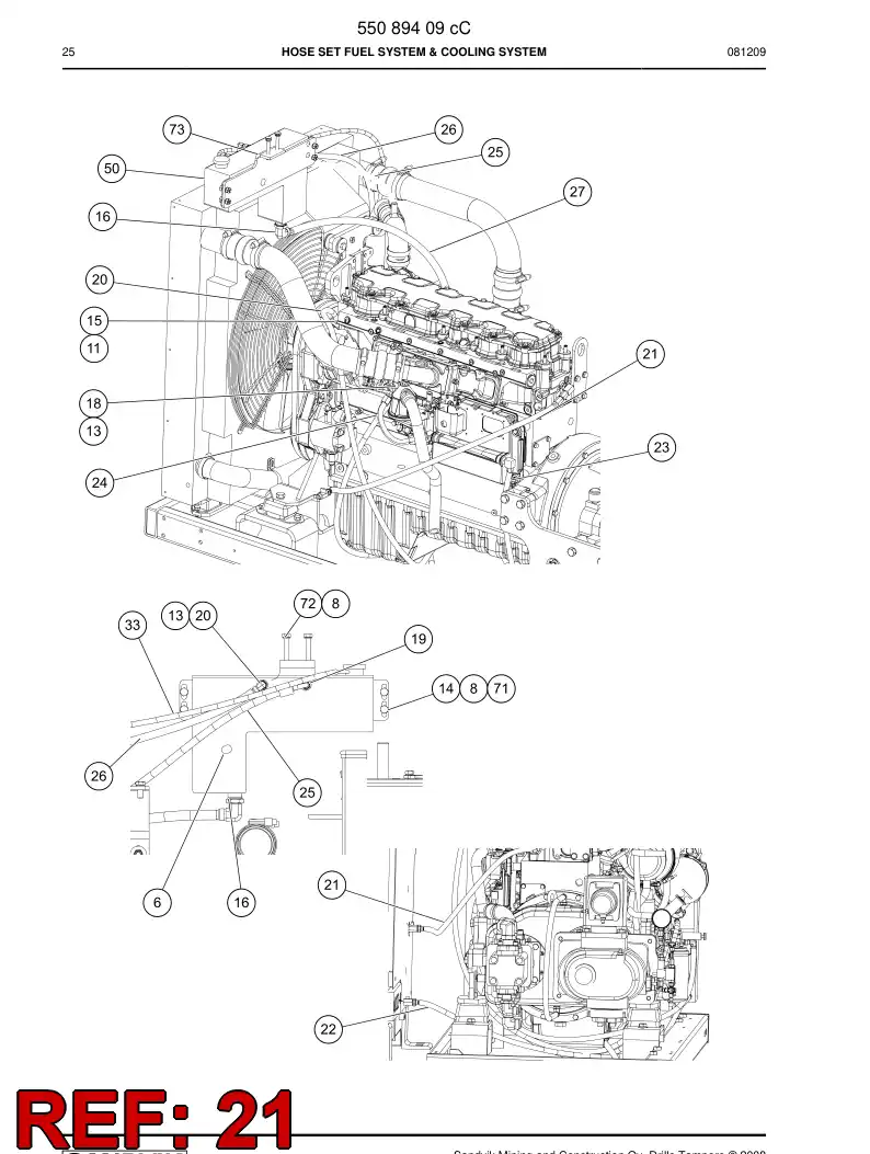 59202141 592 021 41 FUEL HOSE ASSEMBLY - Sandvik Technical Drawing