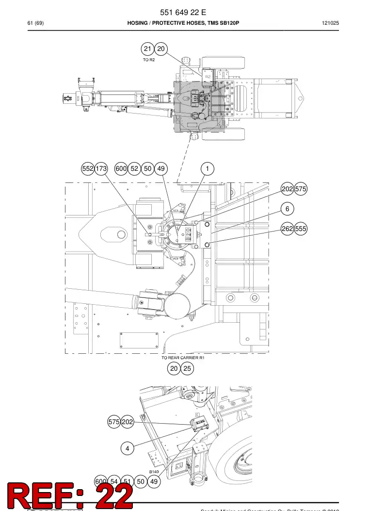 59202165 592 021 65 Protective hose - Sandvik Technical Drawing
