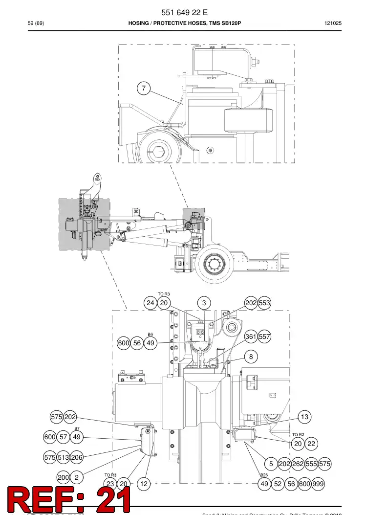 59202171 592 021 71 Protective hose - Sandvik Technical Drawing