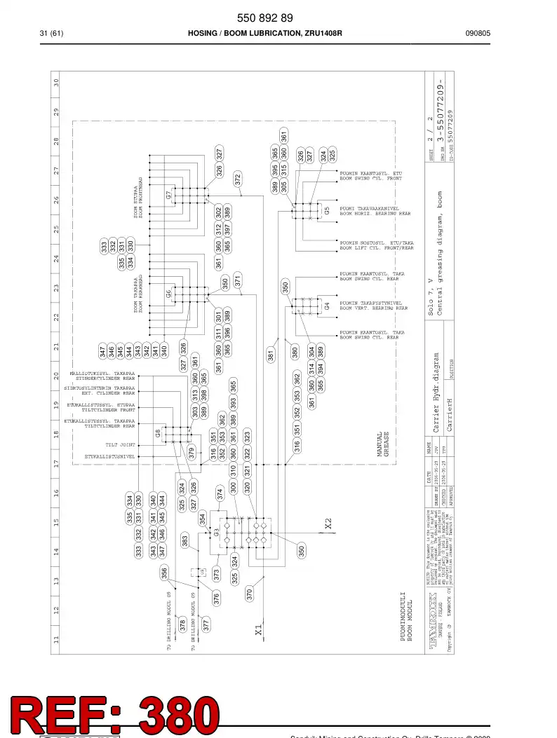 59202175 592 021 75 Hose assembly - Sandvik Technical Drawing