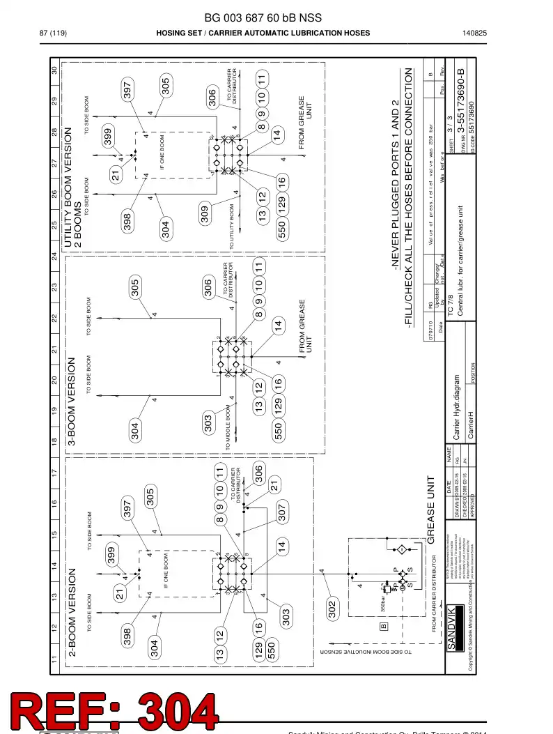 59202191 592 021 91 Hose Assembly - Sandvik Technical Drawing