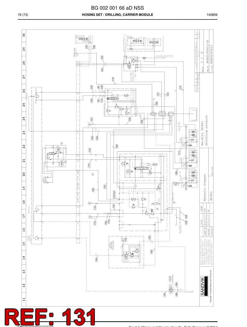 59202261 592 022 61 Hose Assembly, Hydraulic - Sandvik Technical Drawing