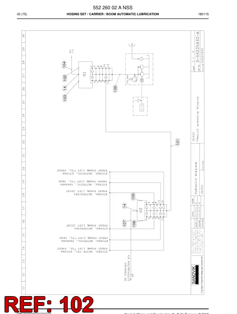 59202263 592 022 63 Hose Assembly - Sandvik Technical Drawing