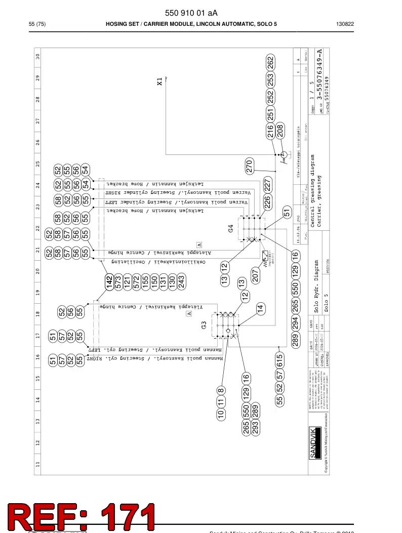 59202265 592 022 65 Hose Assembly - Sandvik Technical Drawing