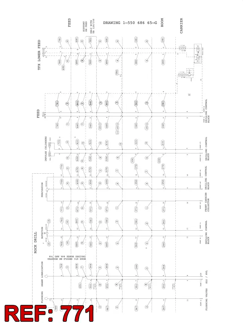 59202274 592 022 74 HYDRAULIC HOSE ASSEMBLY - Sandvik Technical Drawing