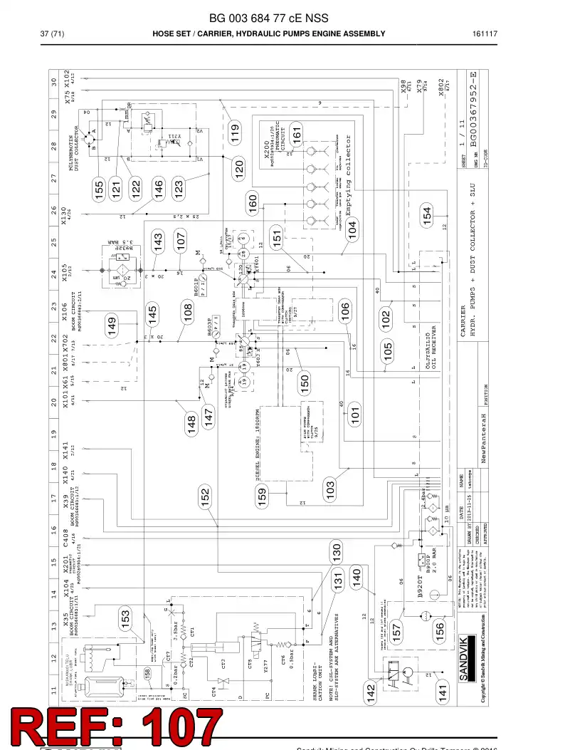 59202281 592 022 81 Hose Assembly, Hydraulic - Sandvik Technical Drawing