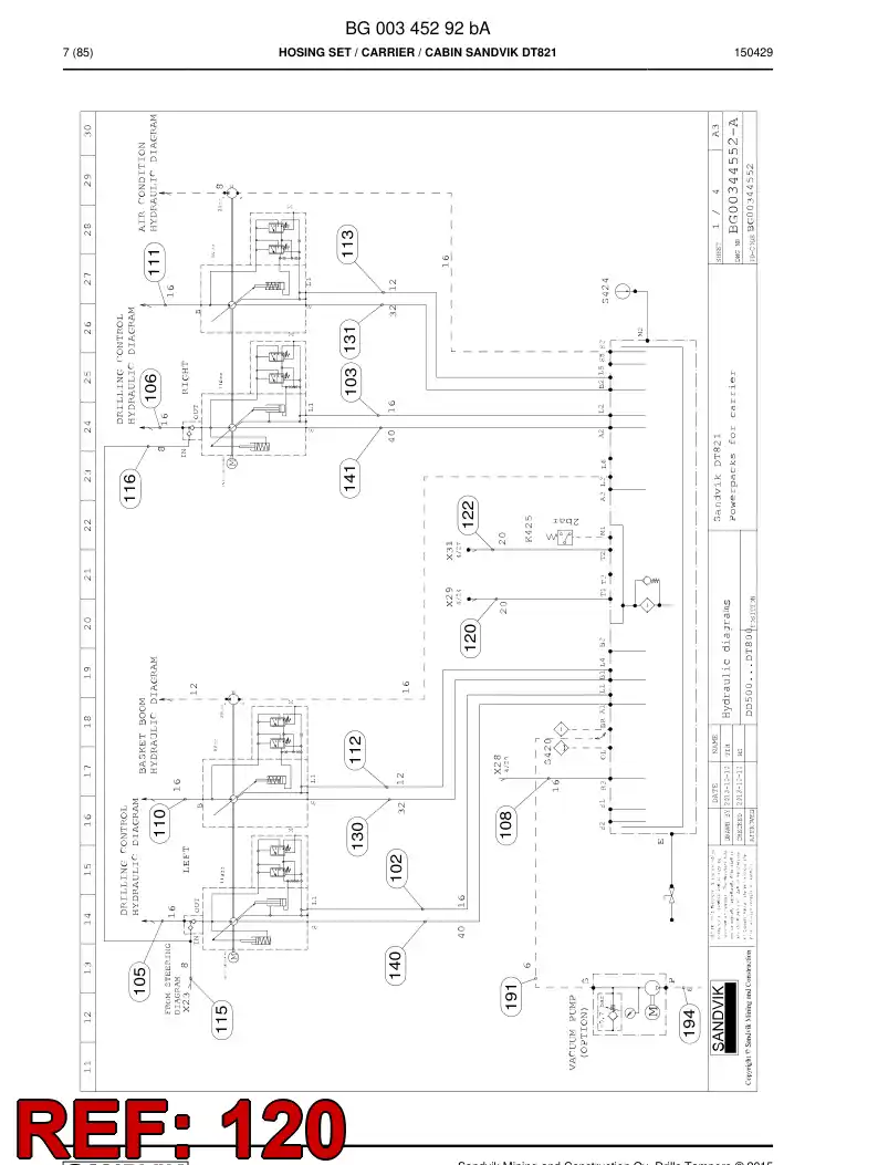 59202285 592 022 85 Hose Assembly, Hydraulic - Sandvik Technical Drawing