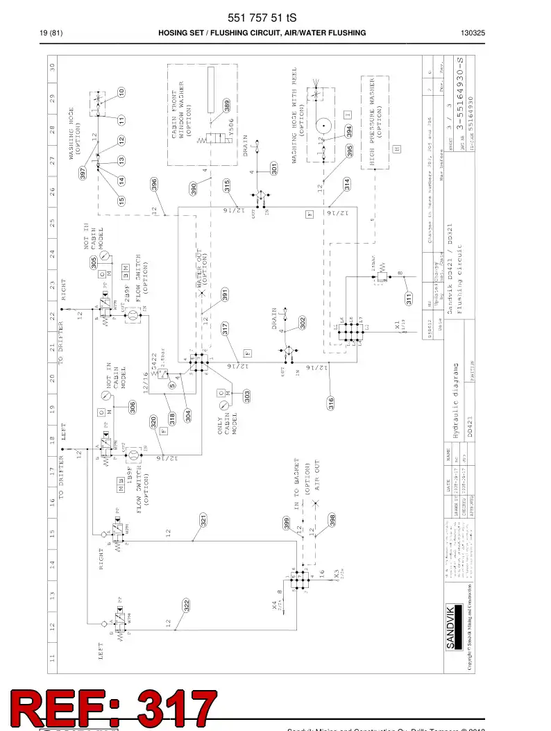 59202299 592 022 99 Hose Assembly, Hydraulic - Sandvik Technical Drawing