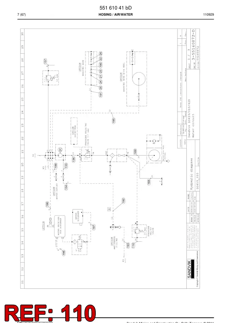 59202307a 592 023 07a Hose assembly - Sandvik Technical Drawing