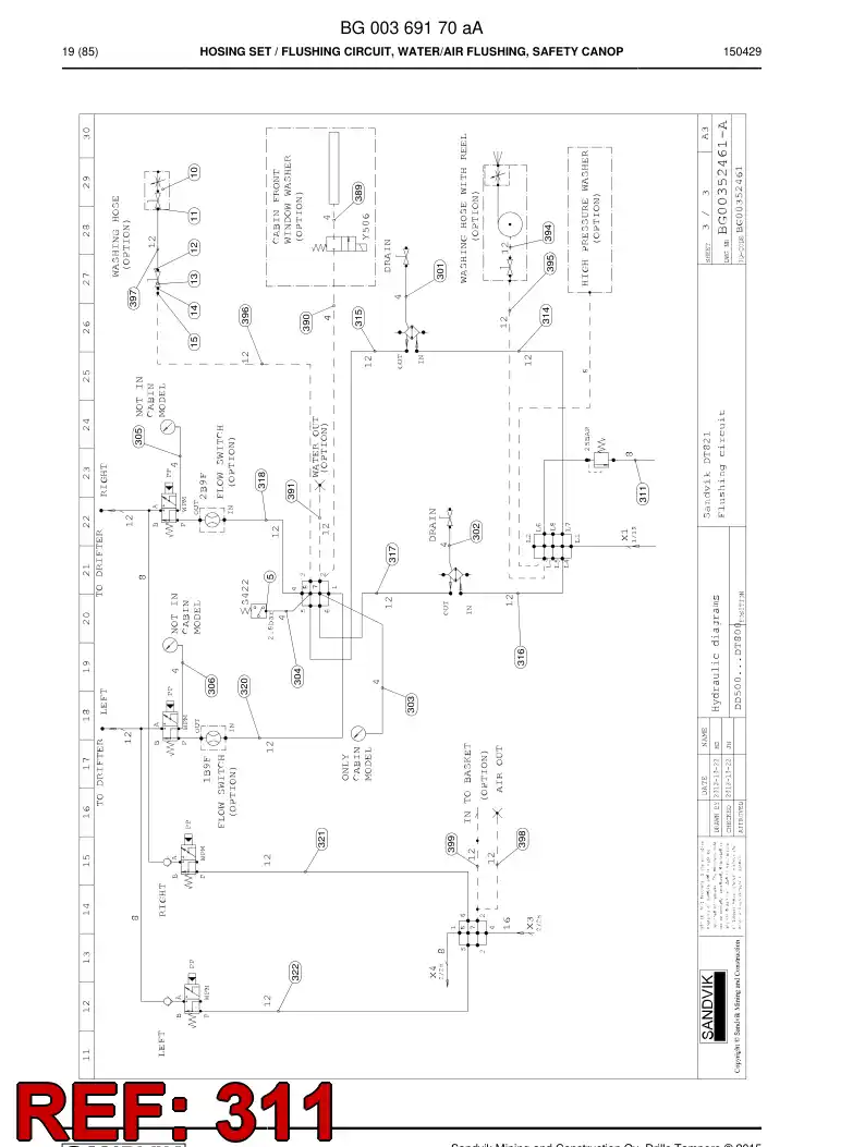 59202309 592 023 09 Hose Assembly, Hydraulic - Sandvik Technical Drawing