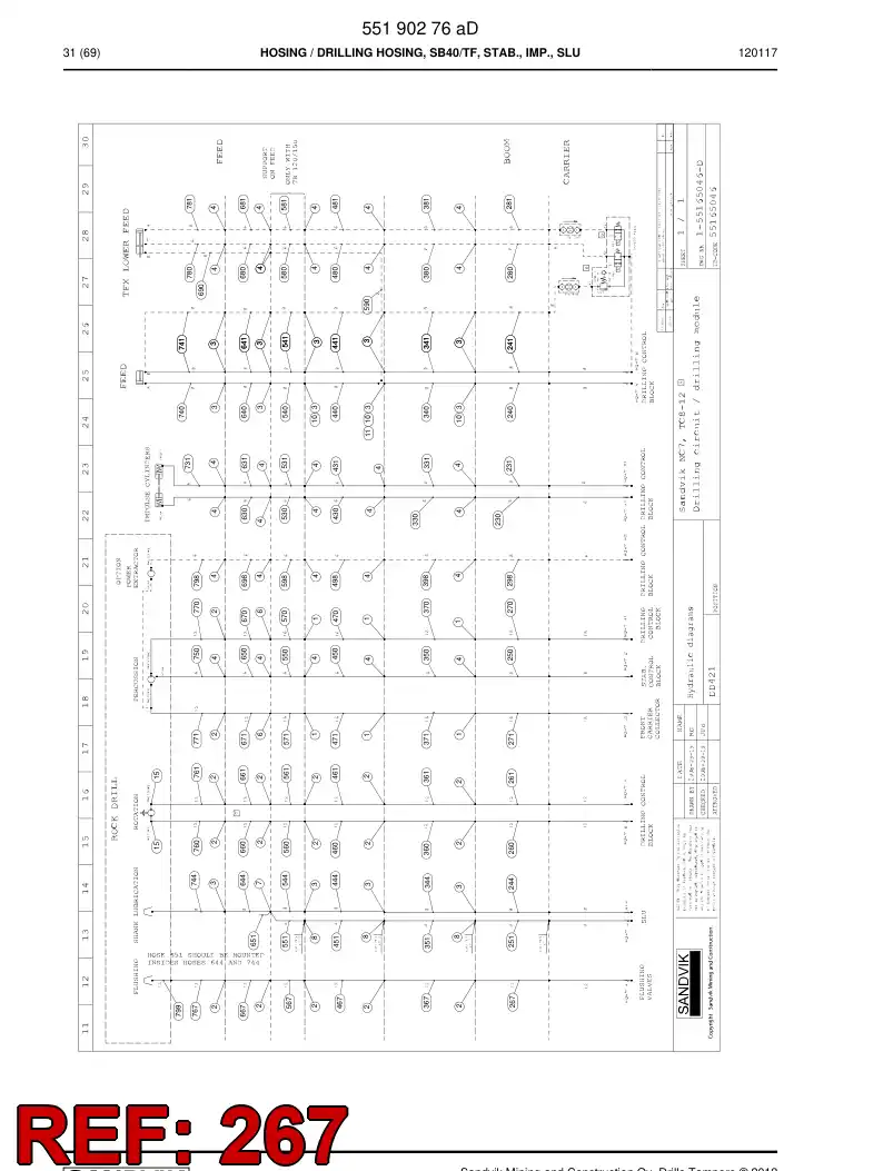 59202311 592 023 11 Hose Assembly, Hydraulic - Sandvik Technical Drawing