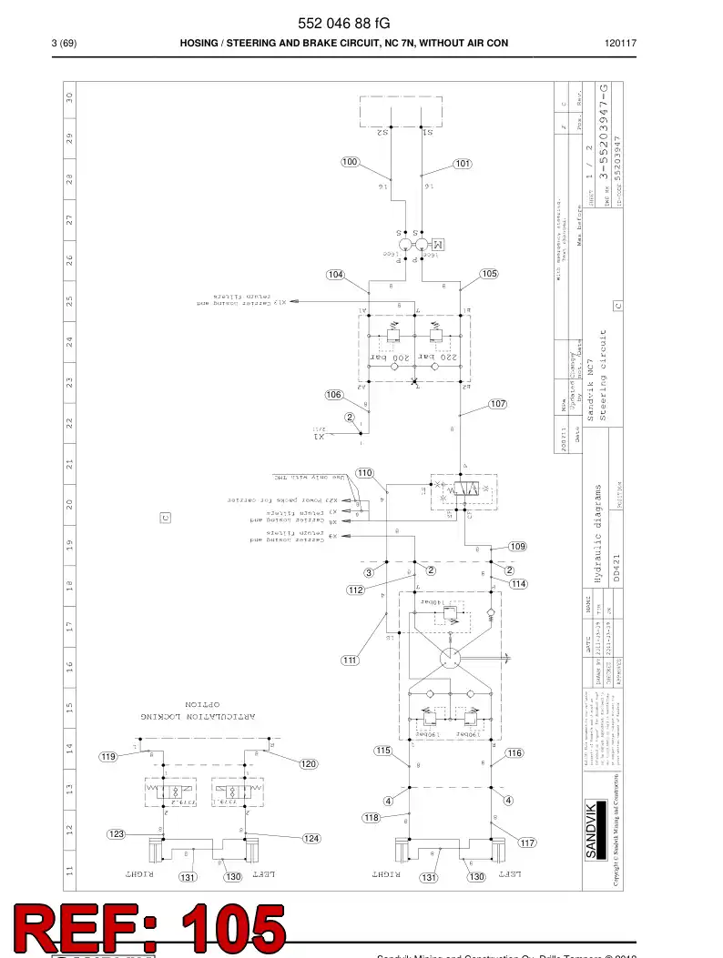 59202315a 592 023 15a Hose Assembly, Hydraulic - Sandvik Technical Drawing