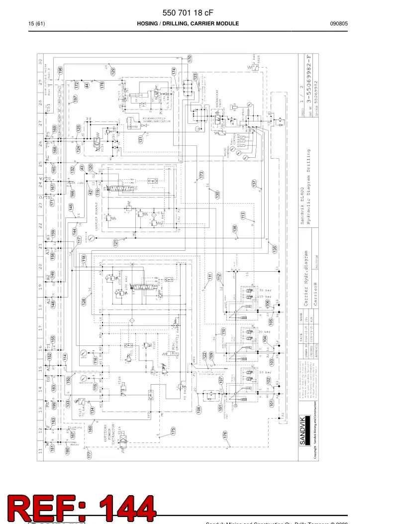 59202325a 592 023 25a Hydraulic hose assembly - Sandvik Technical Drawing