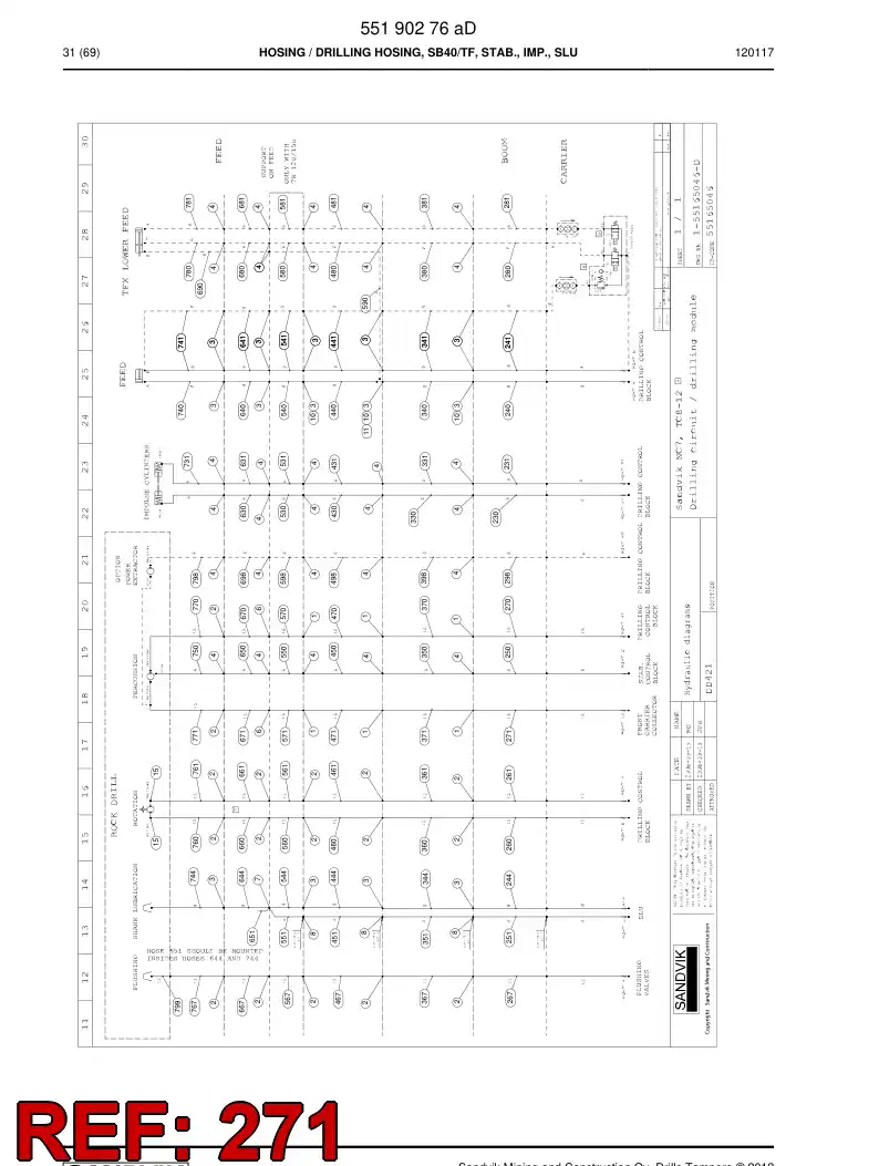 59202333a 592 023 33a Hose Assembly, Hydraulic - Sandvik Technical Drawing