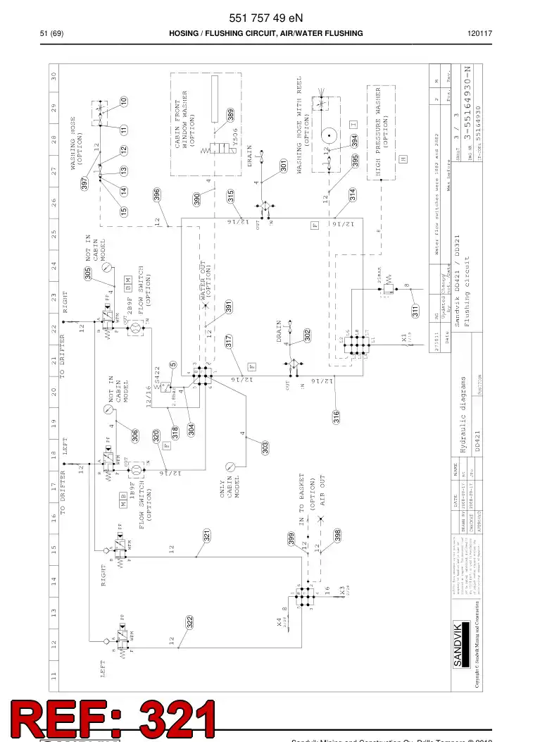 59202359 592 023 59 Hose Assembly, Hydraulic - Sandvik Technical Drawing