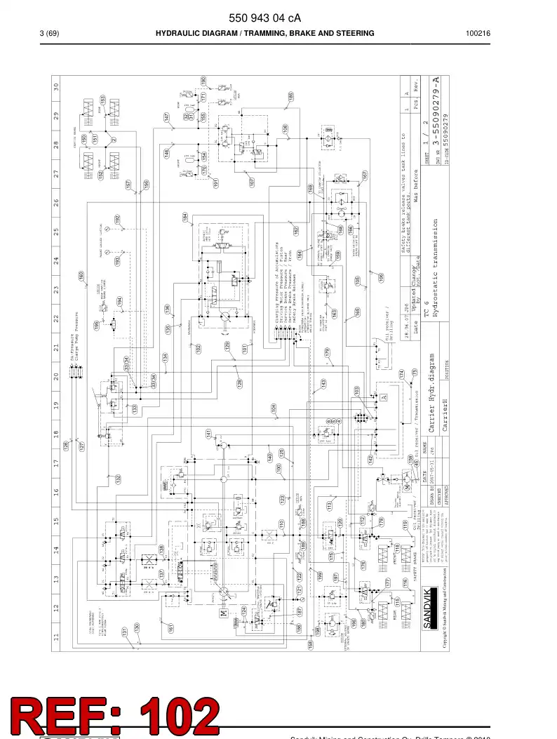 59202361 592 023 61 Hydraulic hose assembly - Sandvik Technical Drawing