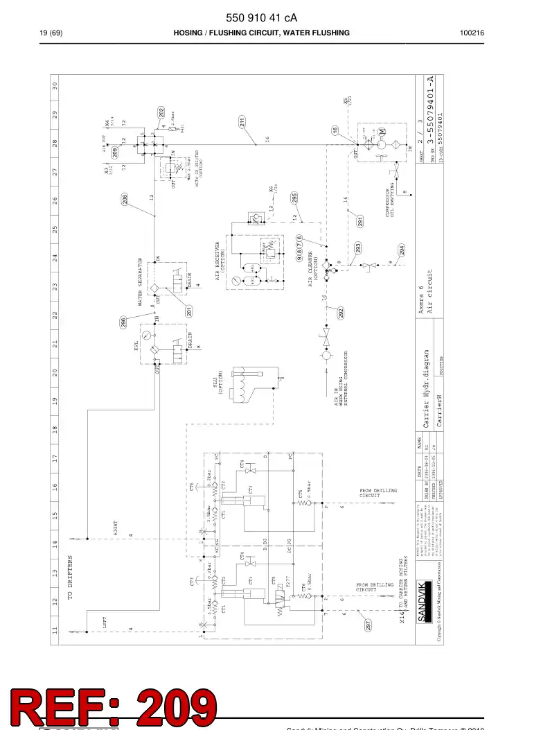 59202377 592 023 77 Hose Assembly, Hydraulic - Sandvik Technical Drawing