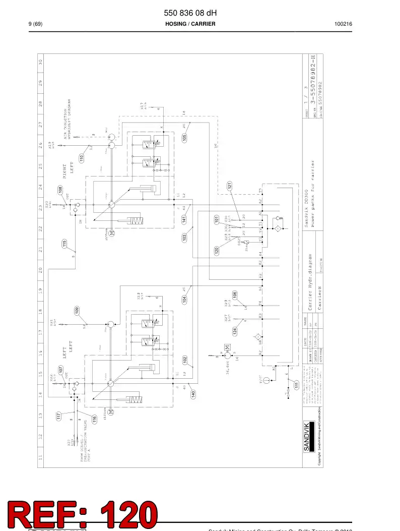 59202387 592 023 87 Hydraulic hose assembly - Sandvik Technical Drawing