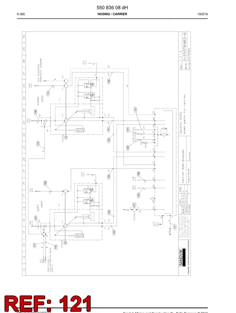 59202389 592 023 89 Hydraulic hose assembly - Sandvik Technical Drawing