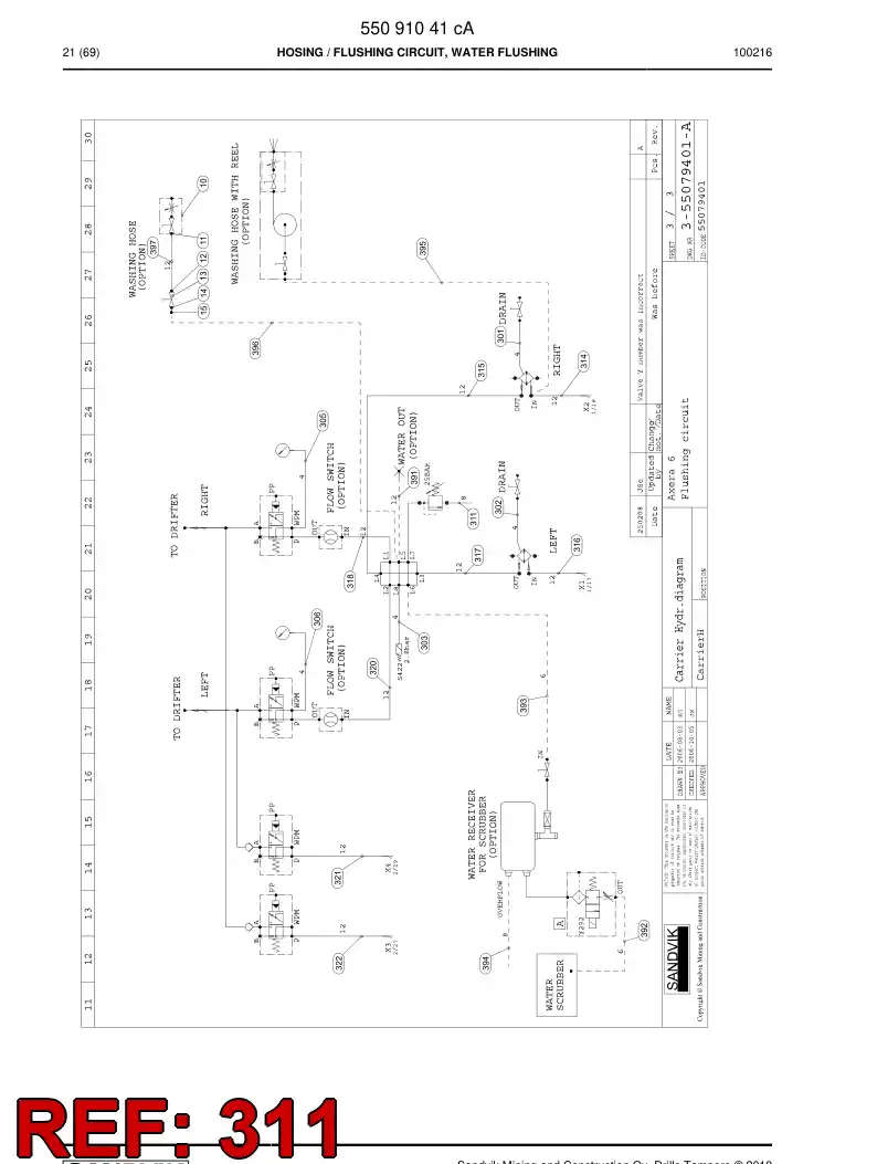 59202399 592 023 99 Hose Assembly, Hydraulic - Sandvik Technical Drawing